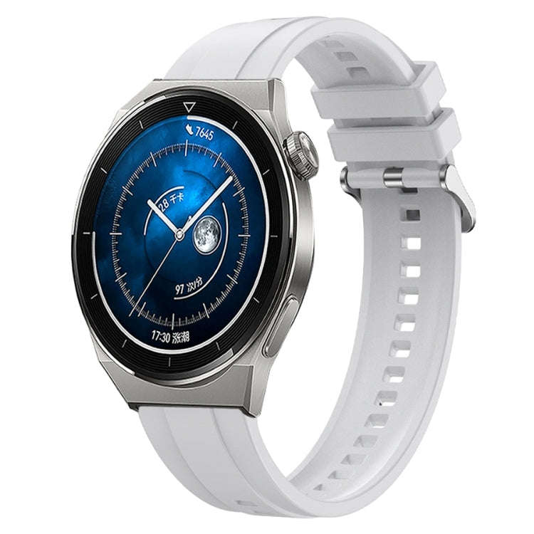 For Huawei Watch GT3 Pro 46mm Tire Pattern Silver Buckle Silicone Watch Band(White)