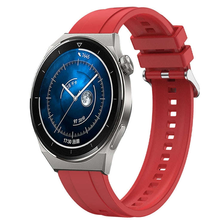 For Huawei Watch GT3 Pro 46mm Tire Pattern Silver Buckle Silicone Watch Band(Red)