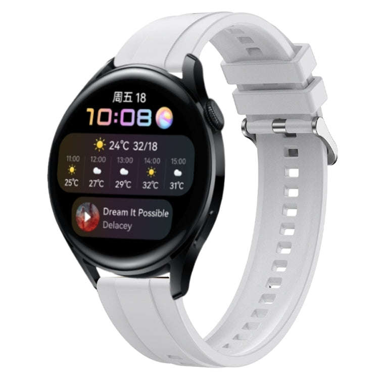 For Huawei Watch 3 / 3 Pro Tire Pattern Silver Buckle Silicone Watch Band(White)