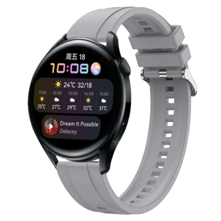 For Huawei Watch 3 / 3 Pro Tire Pattern Silver Buckle Silicone Watch Band(Light Gray)