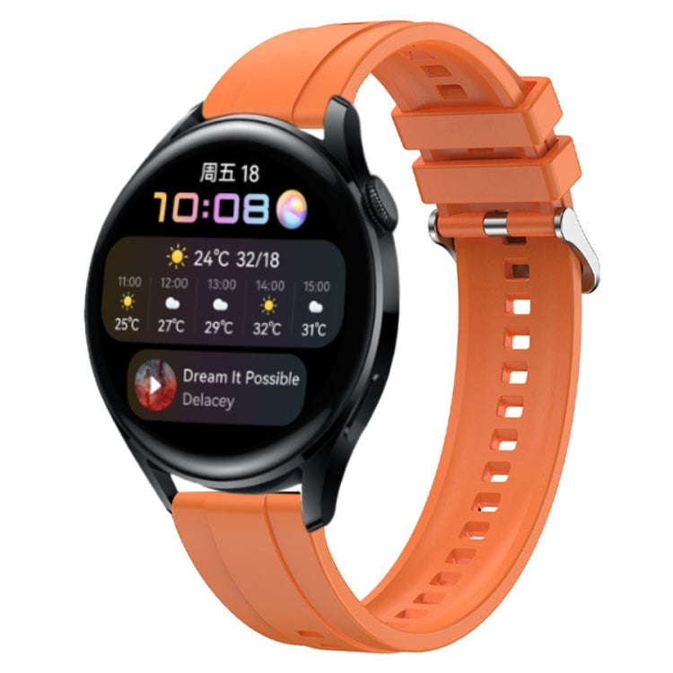 For Huawei Watch 3 / 3 Pro Tire Pattern Silver Buckle Silicone Watch Band(Orange)