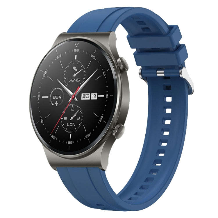 For Huawei Watch GT2 Pro / GT 2e / GT2 46mm Tire Pattern Silver Buckle Silicone Watch Band(Blue)