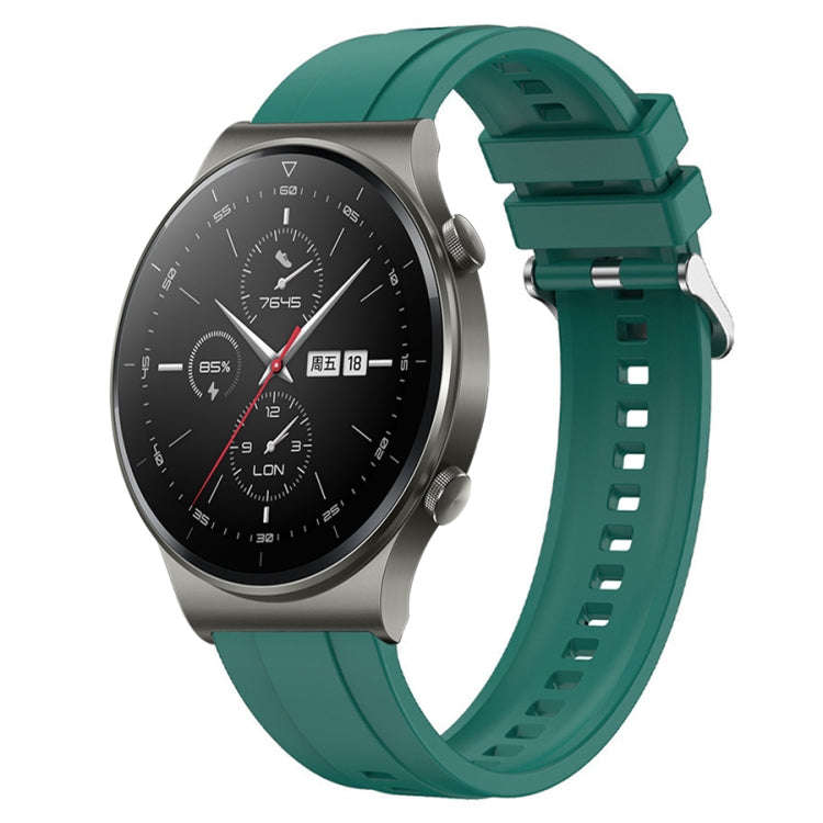 For Huawei Watch GT2 Pro / GT 2e / GT2 46mm Tire Pattern Silver Buckle Silicone Watch Band(Dark G...