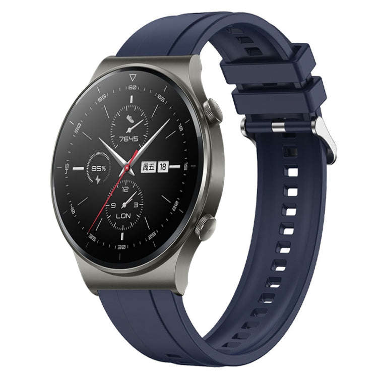 For Huawei Watch GT2 Pro / GT 2e / GT2 46mm Tire Pattern Silver Buckle Silicone Watch Band(Midnig...