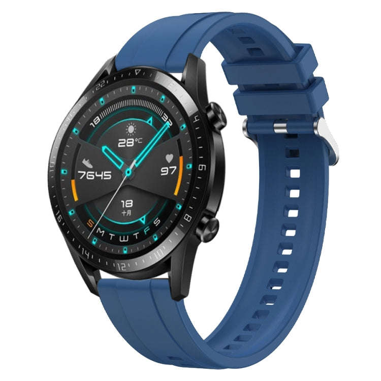 For Huawei Watch GT 42mm / 46mm Tire Pattern Silver Buckle Silicone Watch Band(Blue)