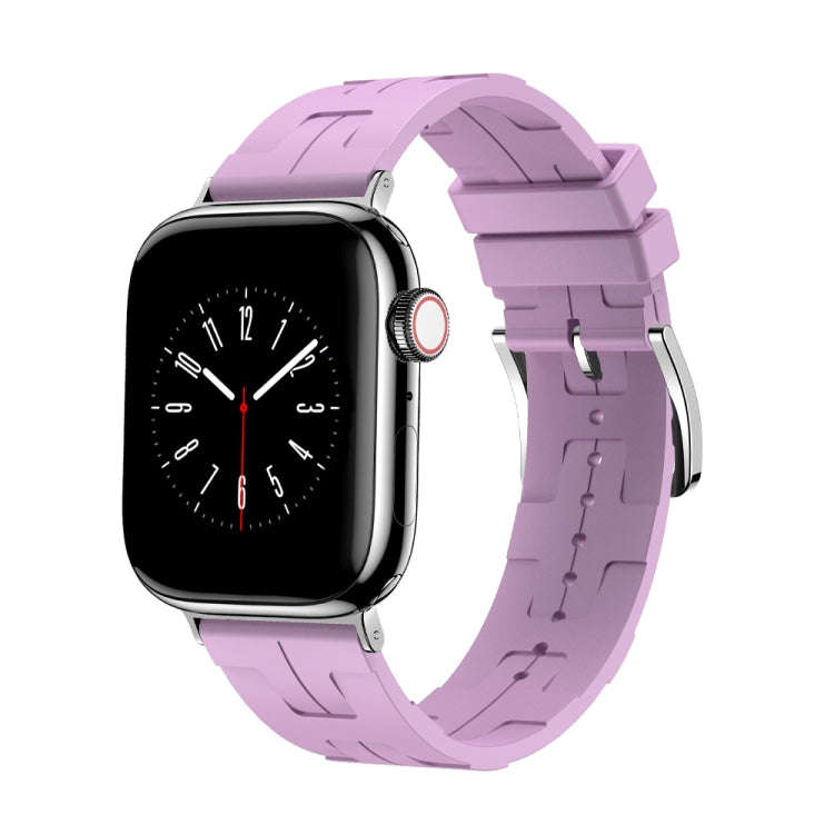 For Apple Watch Series 7 45mm H Texture Soft Silicone Buckle Watch Band(Purple)
