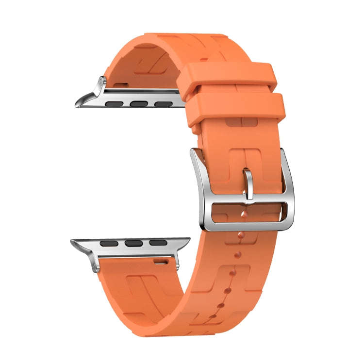 For Apple Watch Series 6 40mm H Texture Soft Silicone Buckle Watch Band(Orange)
