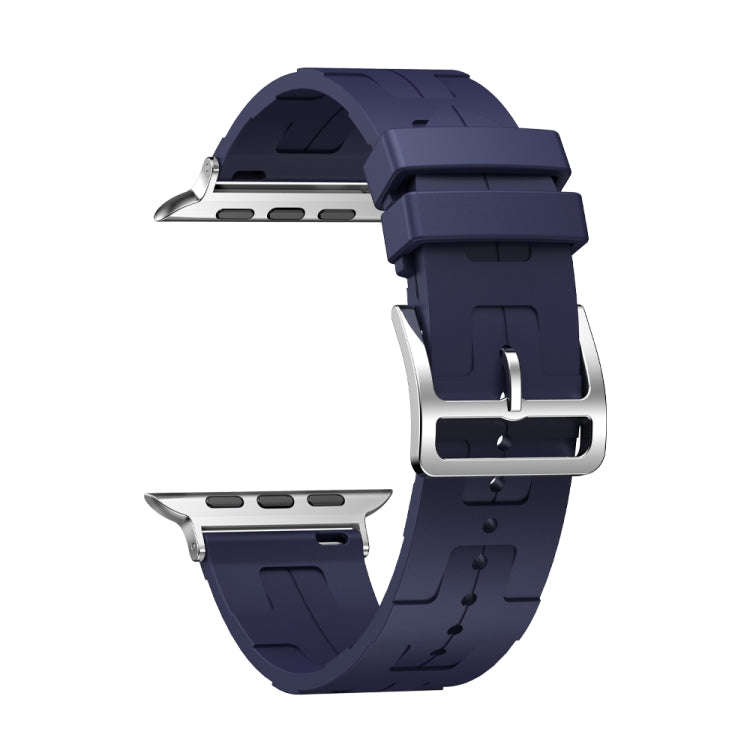 For Apple Watch Series 6 40mm H Texture Soft Silicone Buckle Watch Band(Midnight)