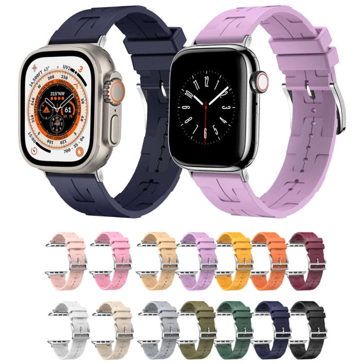 For Apple Watch Series 6 40mm H Texture Soft Silicone Buckle Watch Band(Midnight)