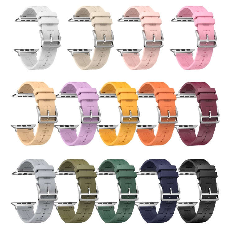 For Apple Watch Series 9 45mm H Texture Soft Silicone Buckle Watch Band(Army Green)