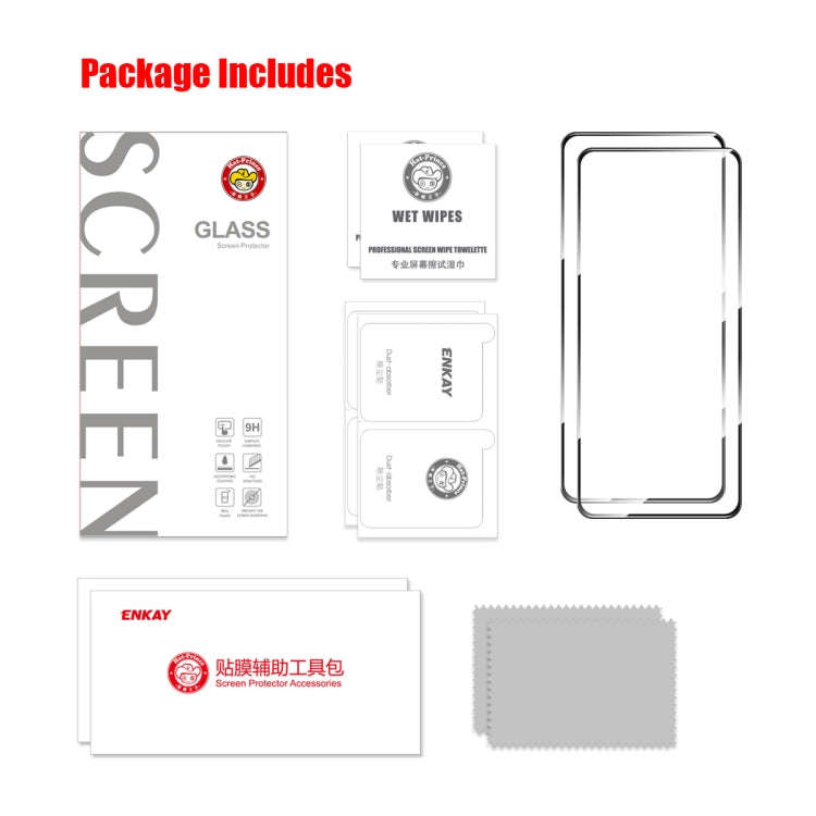 For Google Pixel 9 Pro 2pcs ENKAY Hat-Prince Full Glue High Aluminum-silicon Tempered Glass Film