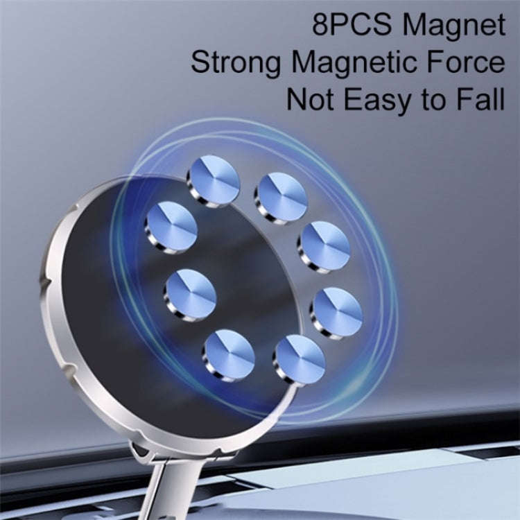G158 360-Degree Rotating Metal Phone Stand Dashboard Folding Magnetic Car Mount(Silver)