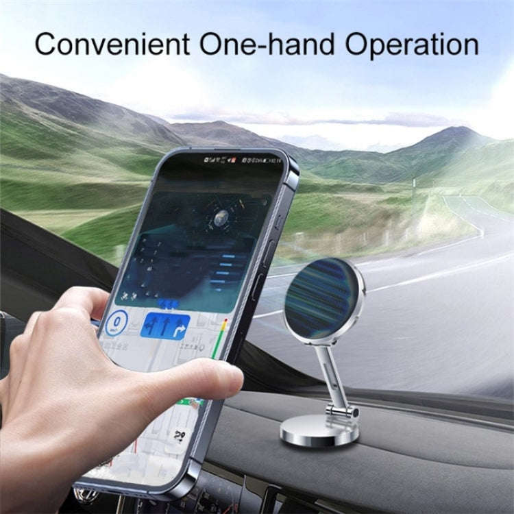 G158 360-Degree Rotating Metal Phone Stand Dashboard Folding Magnetic Car Mount(Silver)
