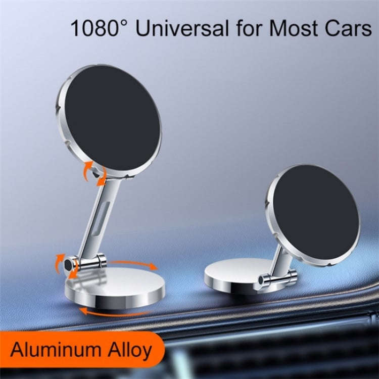 G158 360-Degree Rotating Metal Phone Stand Dashboard Folding Magnetic Car Mount(Silver)