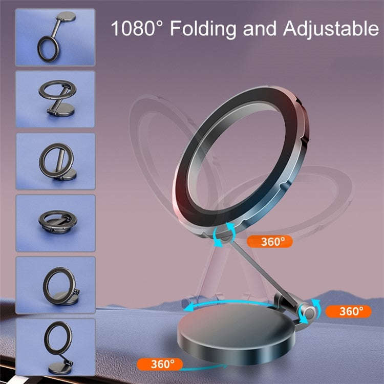 G118 1080-Degree Rotating Folding Magnetic Phone Holder Dashboard Suction Cup Car Mount(Silver)