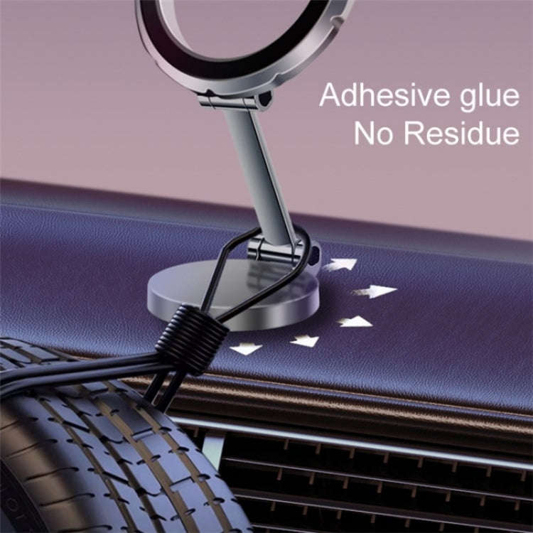 G118 1080-Degree Rotating Folding Magnetic Phone Holder Dashboard Suction Cup Car Mount(Silver)