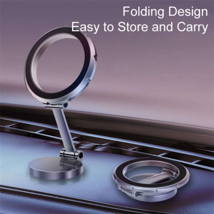 G118 1080-Degree Rotating Folding Magnetic Phone Holder Dashboard Suction Cup Car Mount(Silver)