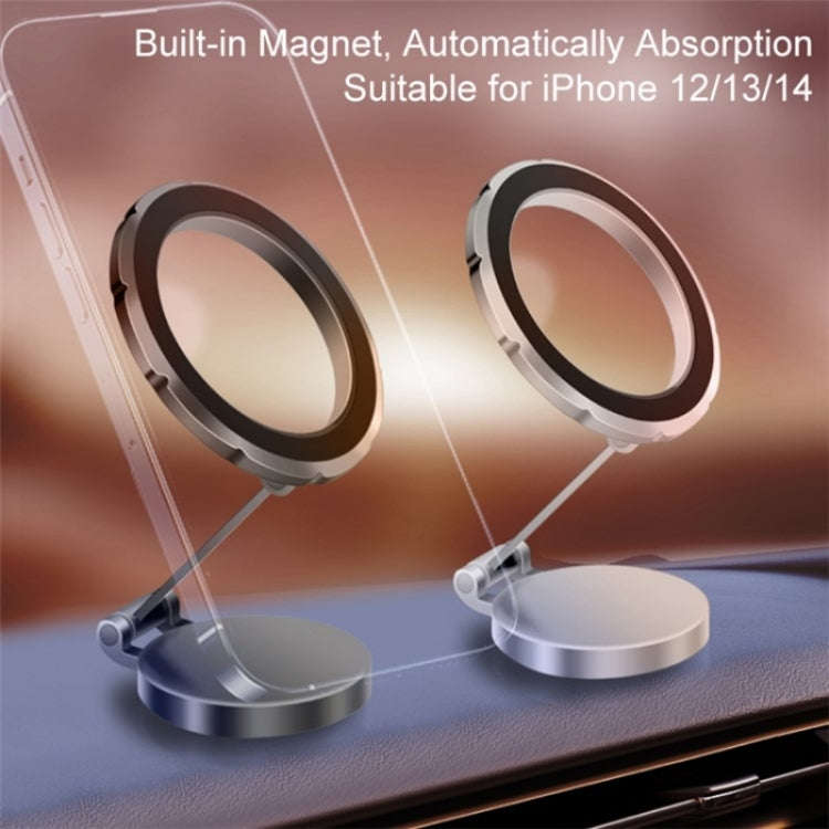 G118 1080-Degree Rotating Folding Magnetic Phone Holder Dashboard Suction Cup Car Mount(Silver)