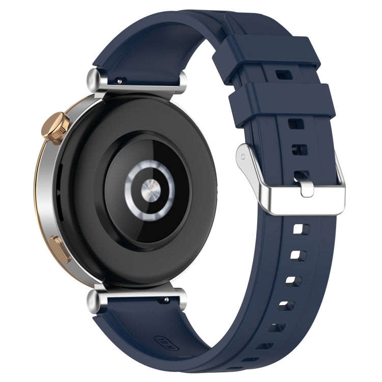 For Huawei Watch GT4 41mm Official Steps Style Silver Buckle Silicone Watch Band(Midnight)