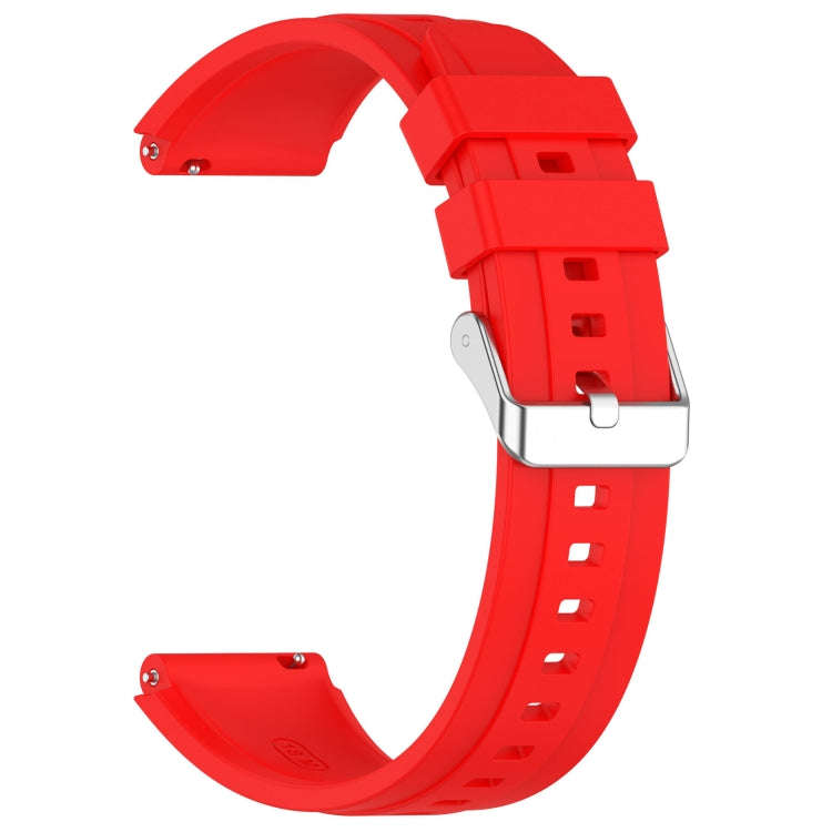 For Huawei Watch GT4 41mm Official Steps Style Silver Buckle Silicone Watch Band(Red)
