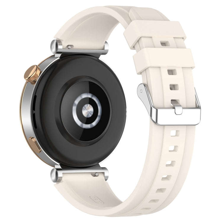 For Huawei Watch GT4 41mm Official Steps Style Silver Buckle Silicone Watch Band(Starlight Color)