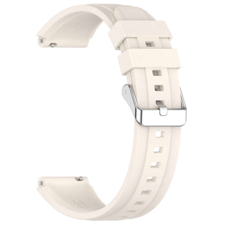 For Huawei Watch GT4 41mm Official Steps Style Silver Buckle Silicone Watch Band(Starlight Color)
