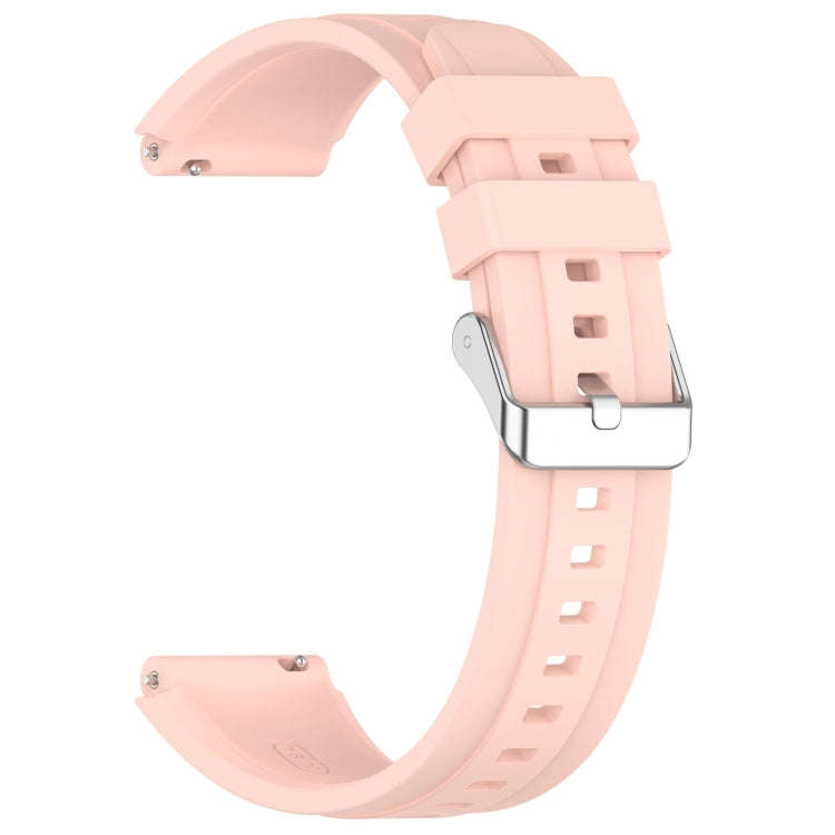 For Huawei Watch GT4 41mm Official Steps Style Silver Buckle Silicone Watch Band(Pink)