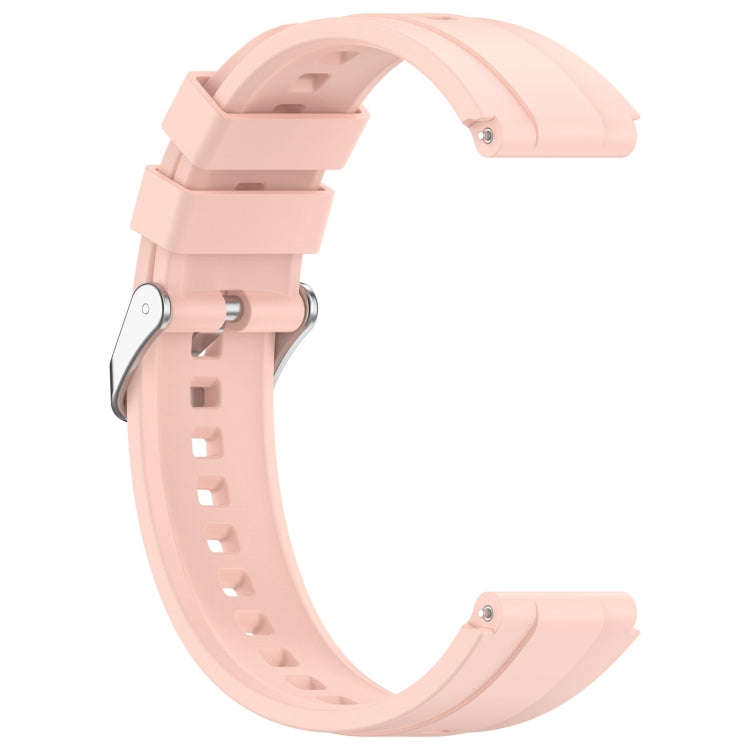 For Huawei Watch GT4 41mm Official Steps Style Silver Buckle Silicone Watch Band(Pink)
