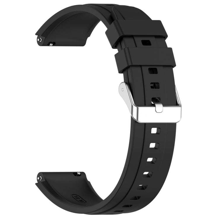 For Huawei Watch GT4 41mm Official Steps Style Silver Buckle Silicone Watch Band(Black)