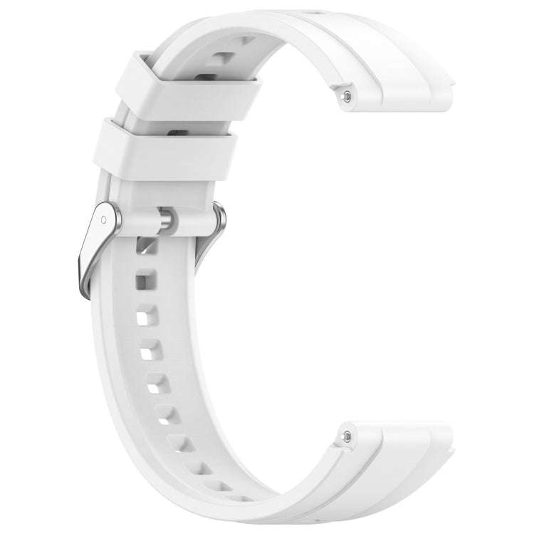 For Huawei Watch GT4 41mm Official Steps Style Silver Buckle Silicone Watch Band(White)
