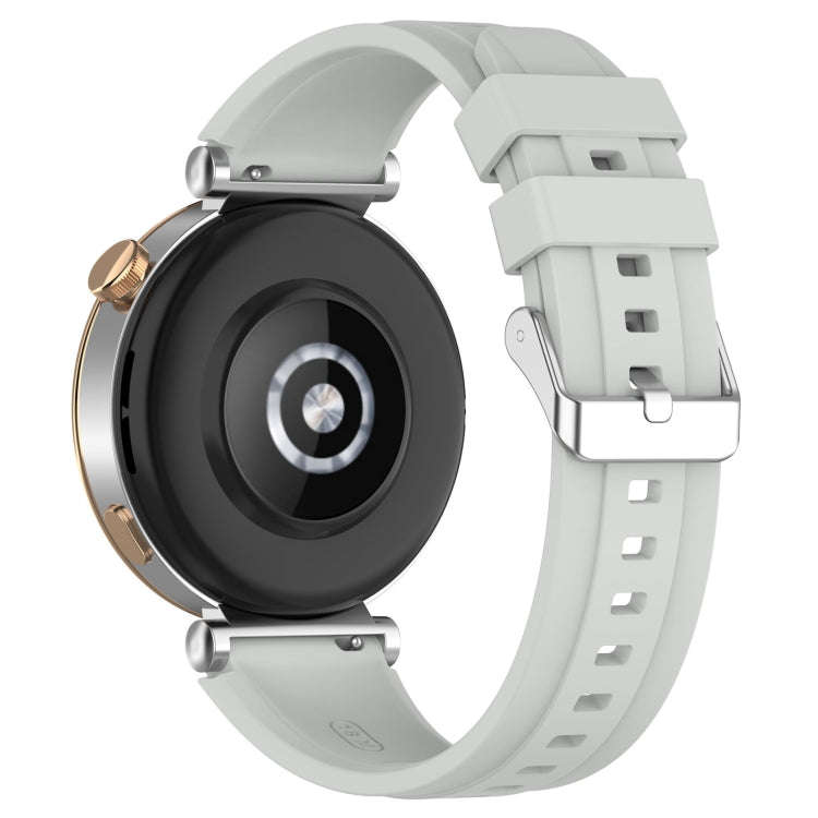 For Huawei Watch GT4 46mm Official Steps Style Silver Buckle Silicone Watch Band(Gray)
