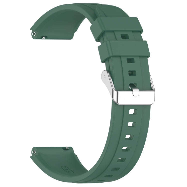 For Huawei Watch GT4 46mm Official Steps Style Silver Buckle Silicone Watch Band(Dark Green)