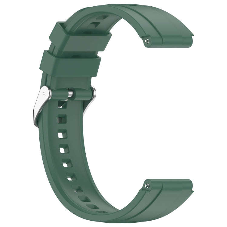 For Huawei Watch GT4 46mm Official Steps Style Silver Buckle Silicone Watch Band(Dark Green)