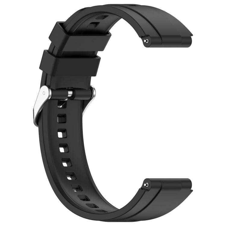 For Huawei Watch GT4 46mm Official Steps Style Silver Buckle Silicone Watch Band(Black)