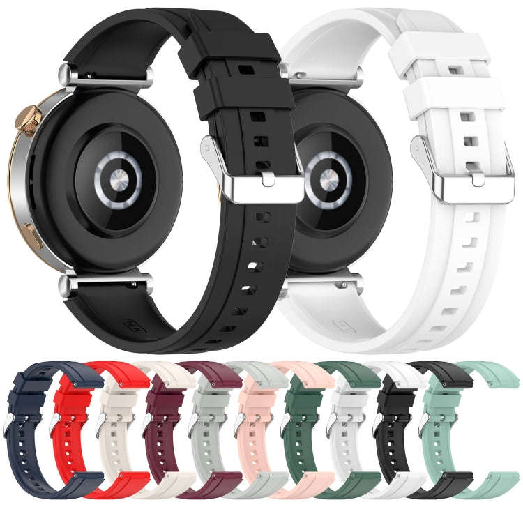 For Huawei Watch GT4 41mm Official Steps Style Silver Buckle Silicone Watch Band(Red)