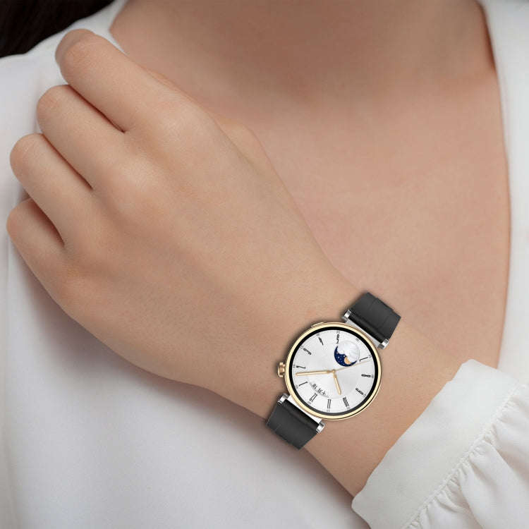 For Huawei Watch GT4 41mm Official Steps Style Silver Buckle Silicone Watch Band(White)