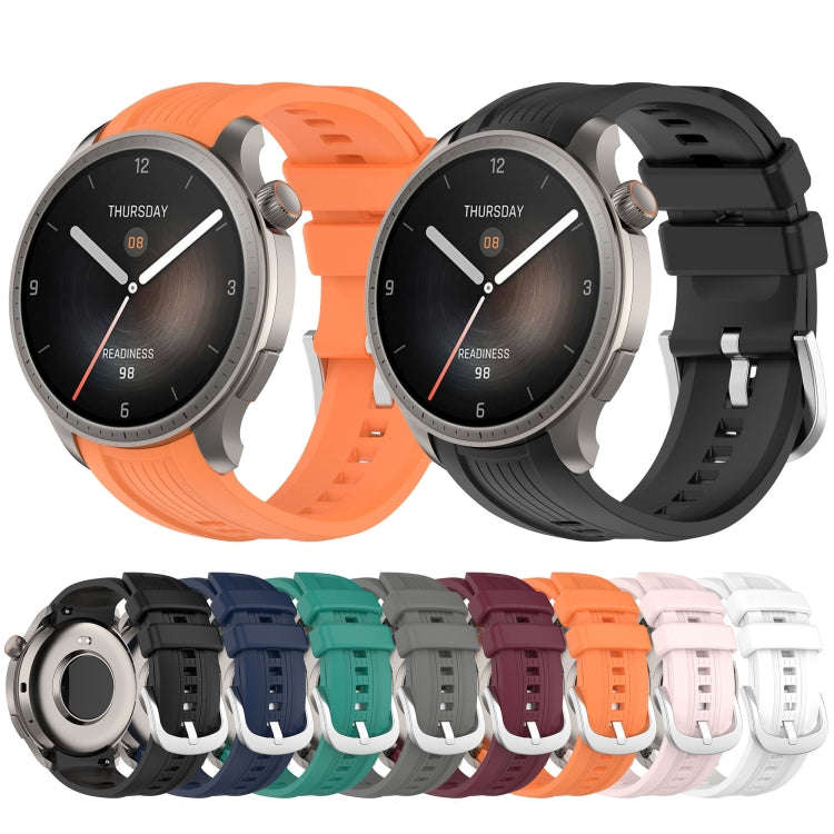 For Amazfit Balance A2286 Vertical Texture Silicone Watch Band(Black)