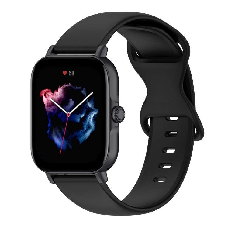 For Amazfit Active L Butterfly 8-shaped Buckle Silicone Watch Band(Black)