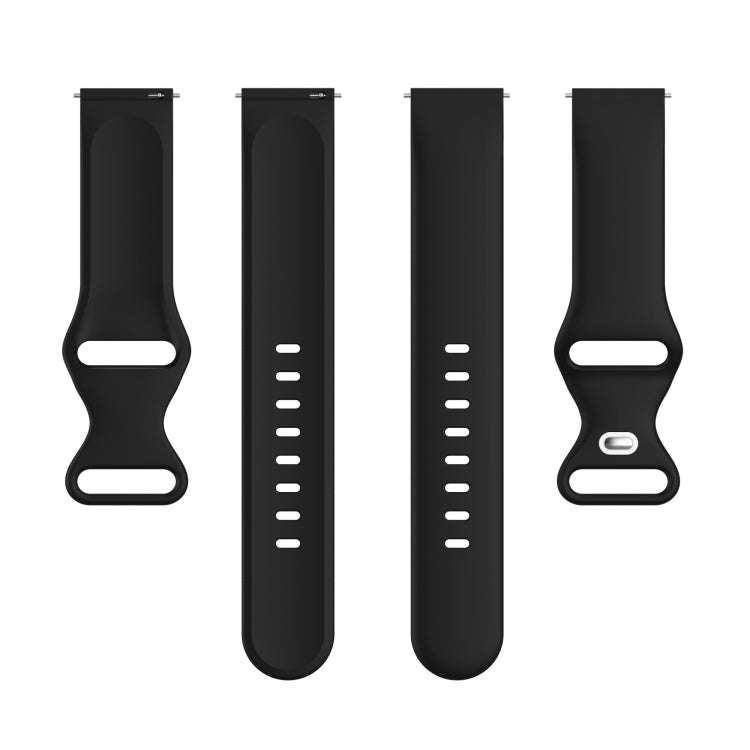 For Amazfit Active L Butterfly 8-shaped Buckle Silicone Watch Band(Black)