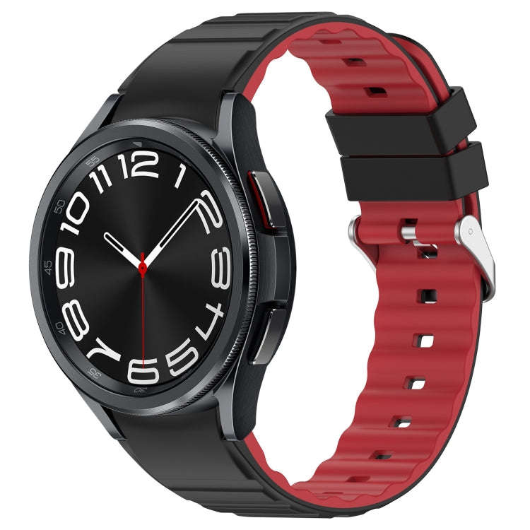For Samsung Galaxy Watch 6 Classic Two Color Horizontal Silicone Watch Band(Black Red)