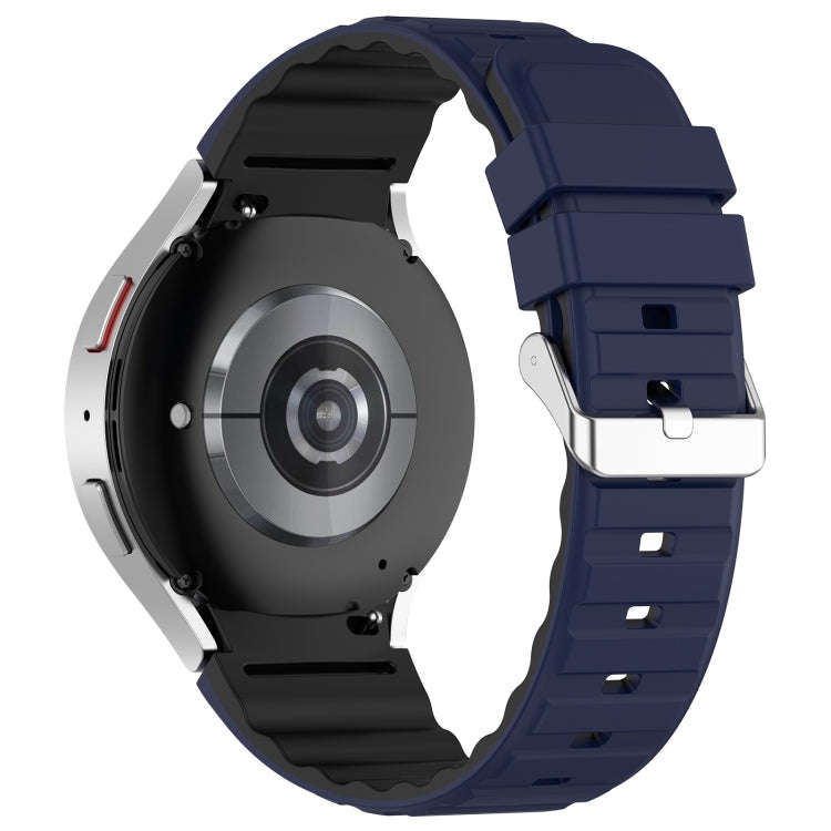 For Samsung Galaxy Watch 6 Classic Two Color Horizontal Silicone Watch Band(Blue Black)
