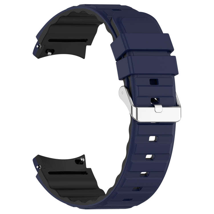 For Samsung Galaxy Watch 6 Classic Two Color Horizontal Silicone Watch Band(Blue Black)