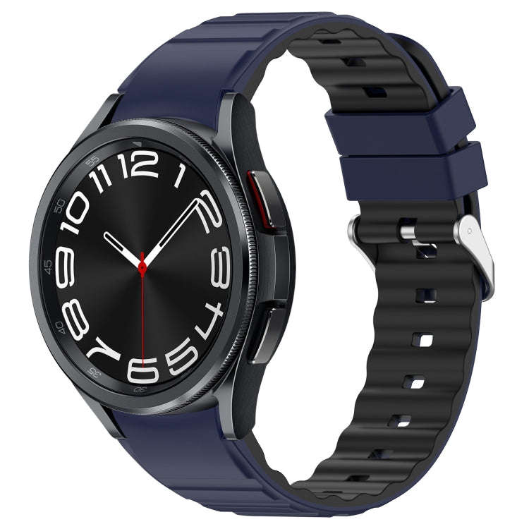 For Samsung Galaxy Watch 6 Classic Two Color Horizontal Silicone Watch Band(Blue Black)