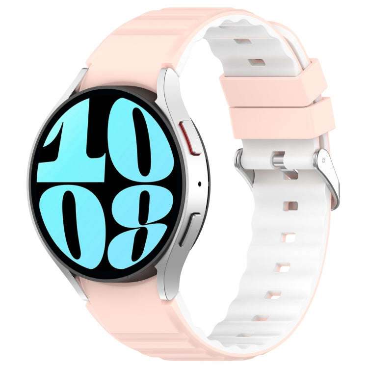 For Samsung Galaxy Watch 6 Two Color Horizontal Silicone Watch Band(Pink White)