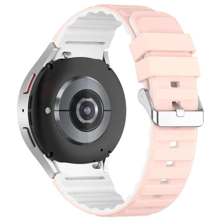 For Samsung Galaxy Watch 6 Two Color Horizontal Silicone Watch Band(Pink White)