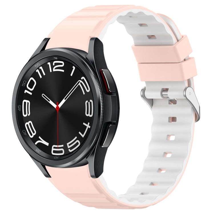 For Samsung Galaxy Watch 6 Two Color Horizontal Silicone Watch Band(Pink White)