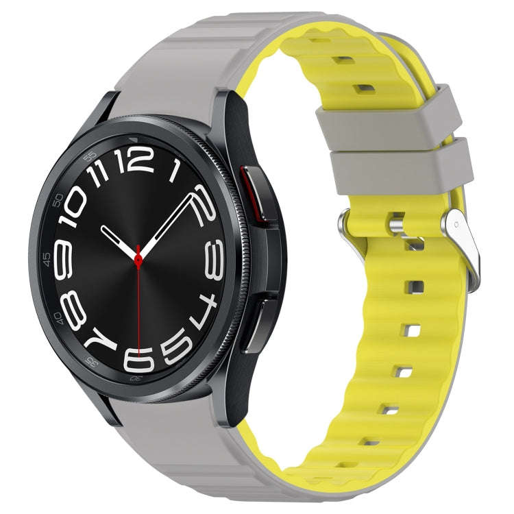 For Samsung Galaxy Watch 6 Two Color Horizontal Silicone Watch Band(Grey Yellow)