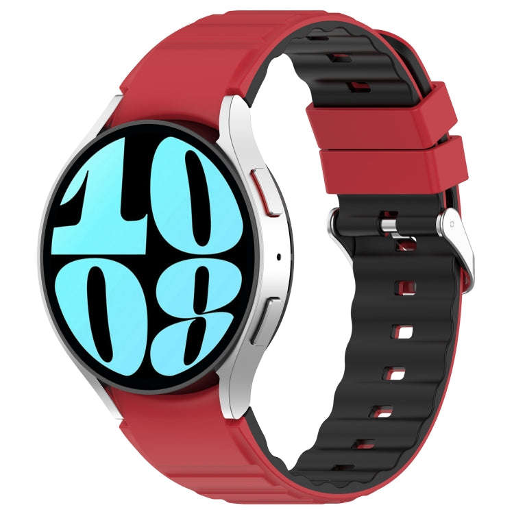 For Samsung Galaxy Watch 6 Two Color Horizontal Silicone Watch Band(Red Black)