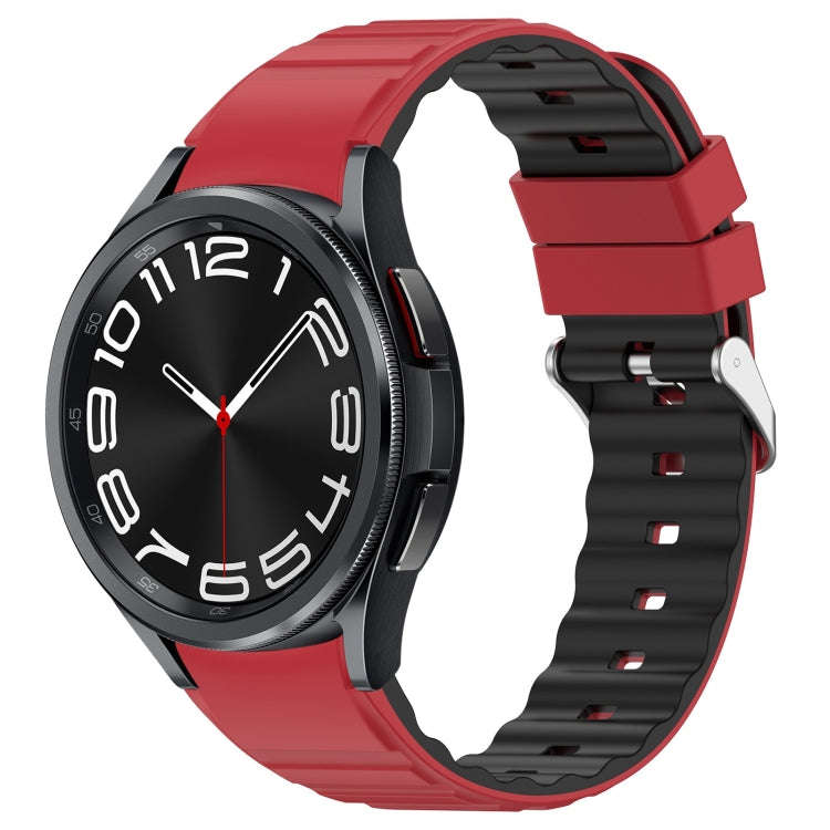 For Samsung Galaxy Watch 6 Two Color Horizontal Silicone Watch Band(Red Black)