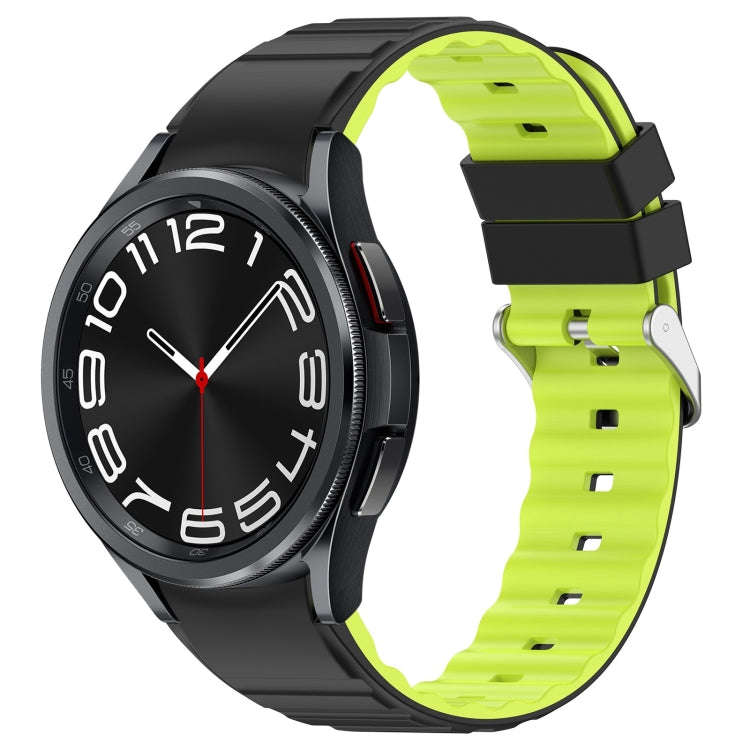 For Samsung Galaxy Watch 6 Two Color Horizontal Silicone Watch Band(Black Green)